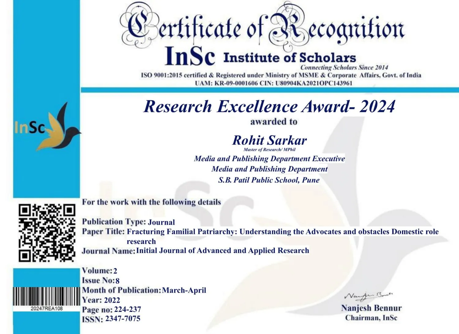 Winning the InSc Awards
