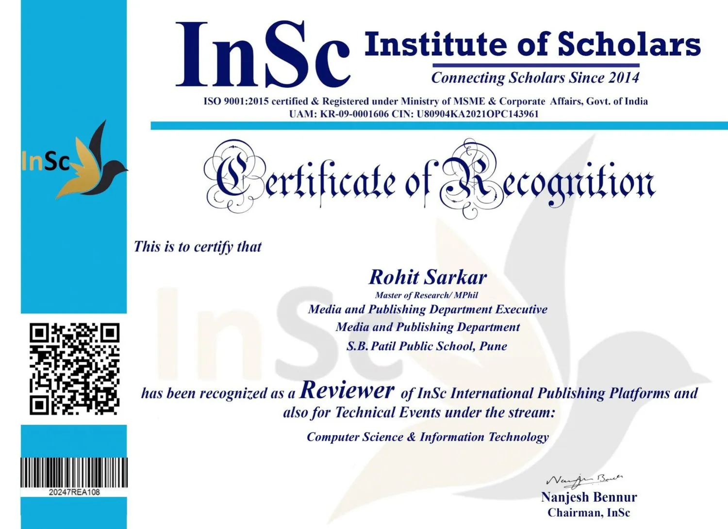 Winning the  InSc  Awards